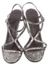 Thumbnail for your product : Chanel Metallic Snakeskin Slingback Sandals