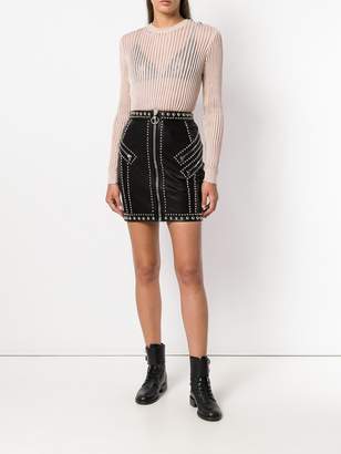 Philipp Plein silver studded fitted skirt