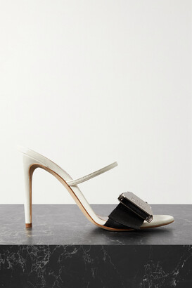 Loewe Buckled Canvas And Leather Mules - White