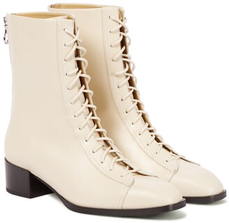 AEYDĒ Noel leather ankle boots - ShopStyle Lace up Booties