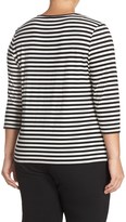 Thumbnail for your product : Vince Camuto Sonnet Stripe Mix Direction Stripe Tee (Plus Size)