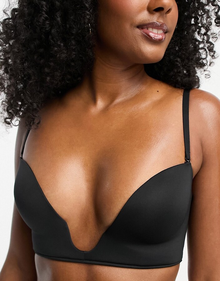 ASOS DESIGN Fuller Bust smoothing balcony bra with detachable straps in  black