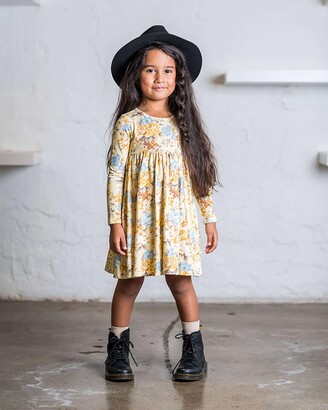 Rock Your Kid Girl's Yellow Mini Dresses - Autumnal LS Goldie Dress - Kids