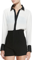 Thumbnail for your product : Alice + Olivia Rita Contrast-Trim French-Cuff Blouse