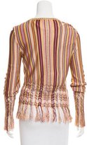 Thumbnail for your product : Christian Dior Striped Fringe-Trimmed Cardigan