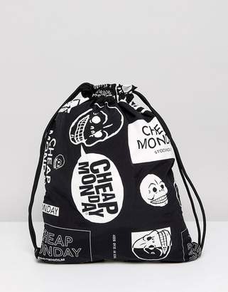 Cheap Monday Multi Logo Drawstring Bag