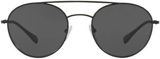 Prada Linea Rossa Round Aviator Sunglasses, Black