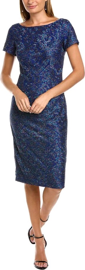 JS Collections Embroidered Soutache Mesh Dress In Blue Multi
