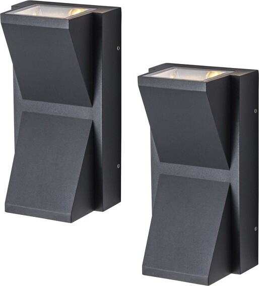 C Cattleya CCattleya2-LightMatteBlackAluminumOutdoorWallLightwithUp&DownLighting