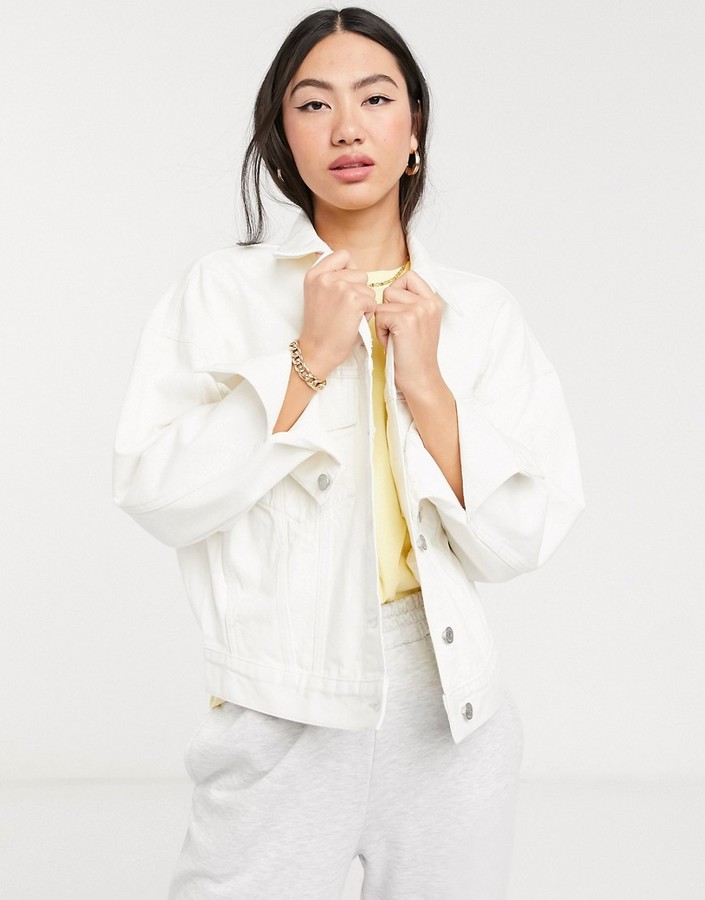 Weekday Grand organic cotton oversized denim jacket in white - ShopStyle