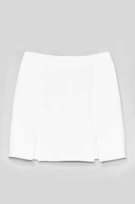 Nasty Gal Womens Double Slit High Waisted Mini Skirt - White - 14