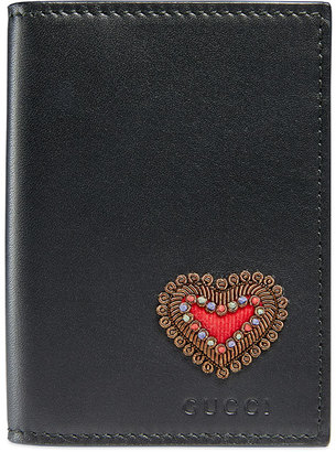 Gucci Heart Embroidered Leather Wallet