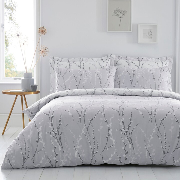 Dunelm Belle Grey Reversible Duvet Cover and Pillowcase Set Grey and