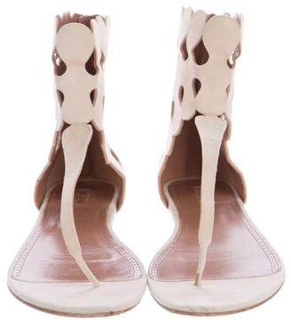 Alaia Laser Cut T-Strap Sandals