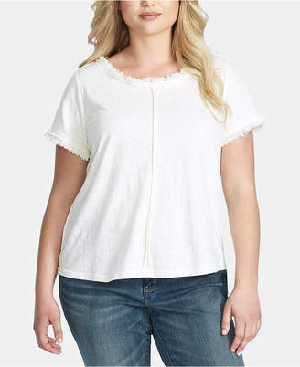 Jessica Simpson Trendy Plus Size Isabella Frayed T-Shirt