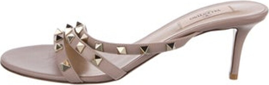 Valentino Leather Slides Neutrals Rockstud Accents Studded Accents Buckle Closure At Uppers Includes Dust Bag Unfortunately, due to restrictions, this item may not be eligible for shipping in all areas.