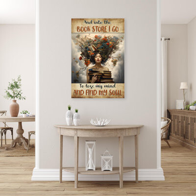 Trinx Woman And Into The Book Store On Canvas Print