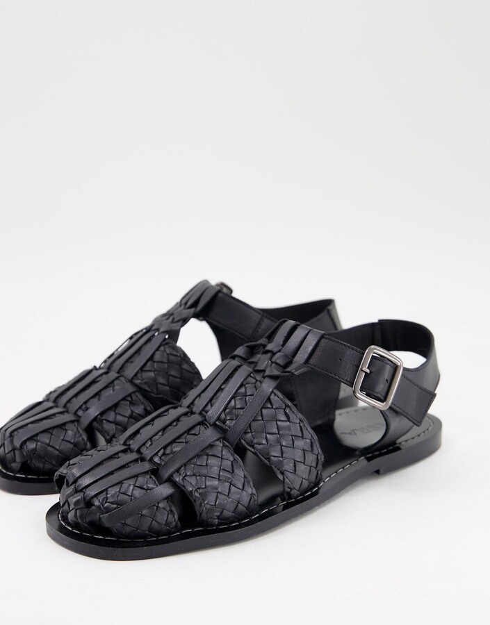 leather closed toe sandals mens