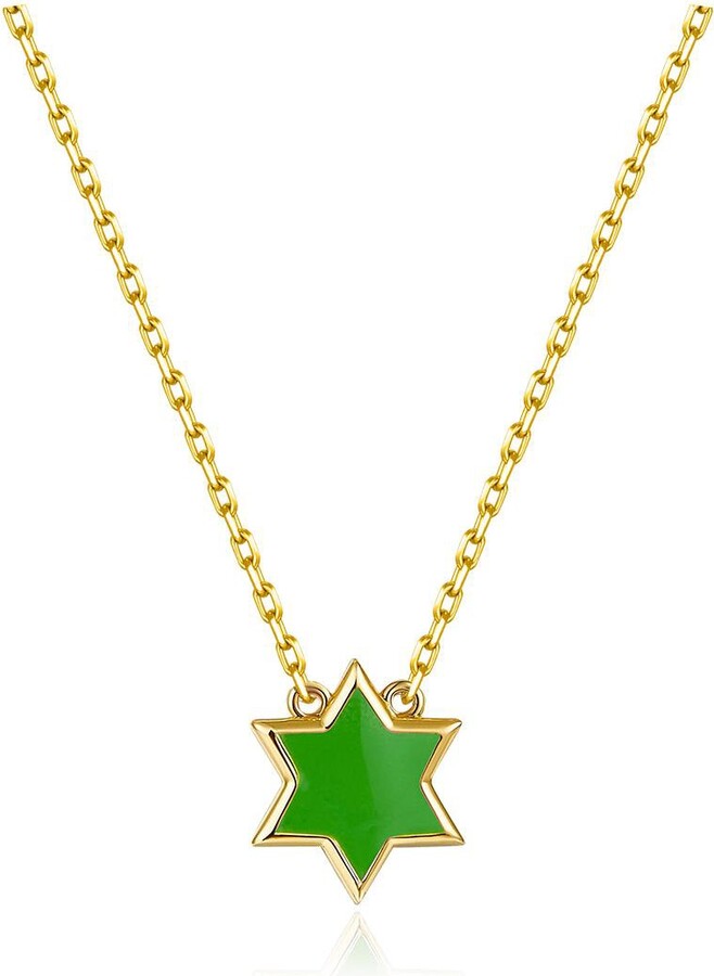 Anna Zuckerman Petit Star of David Necklace in Green