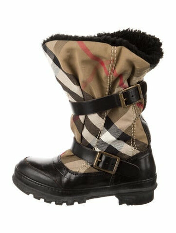 Burberry House Check Pattern Shearling Snow Boots - ShopStyle