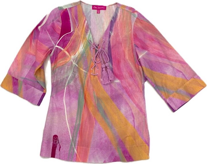 Claire Desjardins Women's Lace-Up 3/4 Sleeve Tunic In Multi
