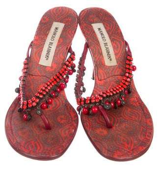 Manolo Blahnik Embellished Thong Sandals