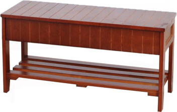 Quality Solid Wood Shoe Bench With Storage, Cherry