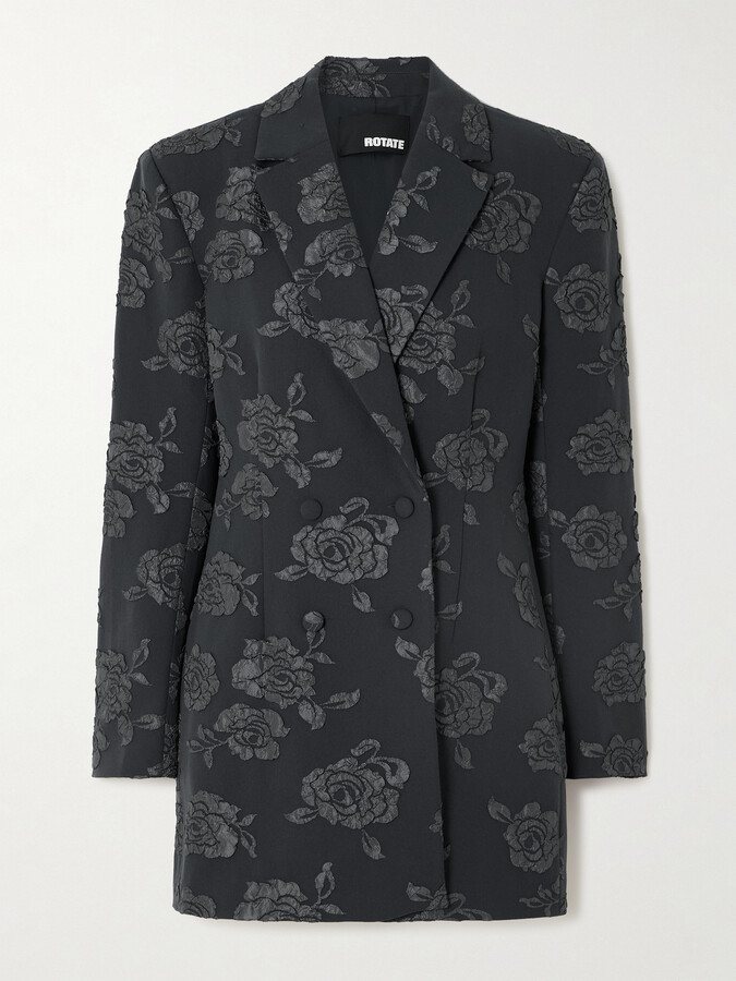 Rotate by Birger Christensen Floral-appliquéd Recycled-grain De Poudre Mini Dress - Gray