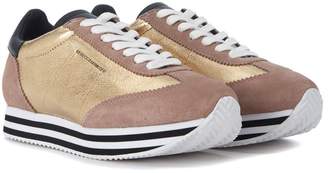 Rebecca Minkoff Susanna Gold And Pink Leather Sneakers