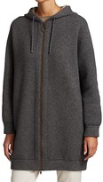 Thumbnail for your product : Brunello Cucinelli Cashmere-Blend Long-Line Zip Hooded Cardigan