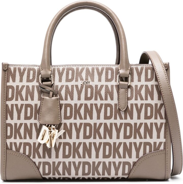 DKNY Jacquard Logo Large Tote Bag - Brown for Women