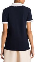 Thumbnail for your product : Miu Miu Lace-Trimmed Cotton Pique Polo