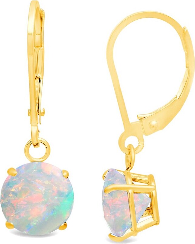Maxcolor 10K 0.50 Ct. Tw. Lab-Grown Opal Dangle Earrings