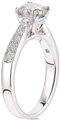 Love GOLD 18ct white gold millgrain edge 70 point diamond ring with diamond set shoulders