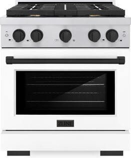 ZLINE Autograph Edition 30 in. 4.2 cu. ft. Paramount Dual Fuel Range W/ 4 Burner Gas Cooktop & Electric Convection Oven in Stainless Steel W/ White Ma