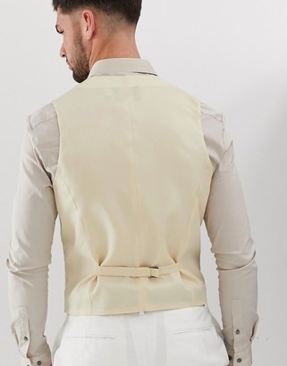 ASOS DESIGN super skinny waistcoat in white linen