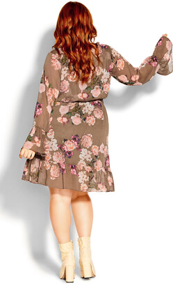 City Chic Kindred Floral Dress - taupe