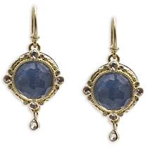 Armenta 18K Yellow Gold and Blackened Sterling Silver Old World Blue Quartz Triplet, White Sapphire and Diamond Drop Earrings - 100% Exclusive
