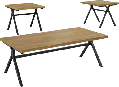 George Oliver Golden Oak and Gunmetal 3-piece Occasional Set