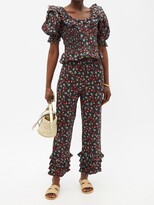 Thumbnail for your product : MUZUNGU SISTERS Talitha Tiered-cuff Printed Linen Trousers