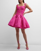 Thumbnail for your product : Oscar de la Renta Water Lily Guipure And Moire Falle Mini Cocktail Dress
