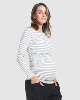 Thumbnail for your product : Soon Women's Grey Maternity T-Shirts - Honor Long Sleeve Feeding Top - Size One Size, L at The Iconic