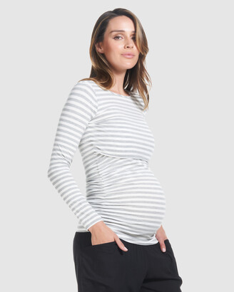 Soon Women's Grey Maternity T-Shirts - Honor Long Sleeve Feeding Top - Size One Size, L at The Iconic