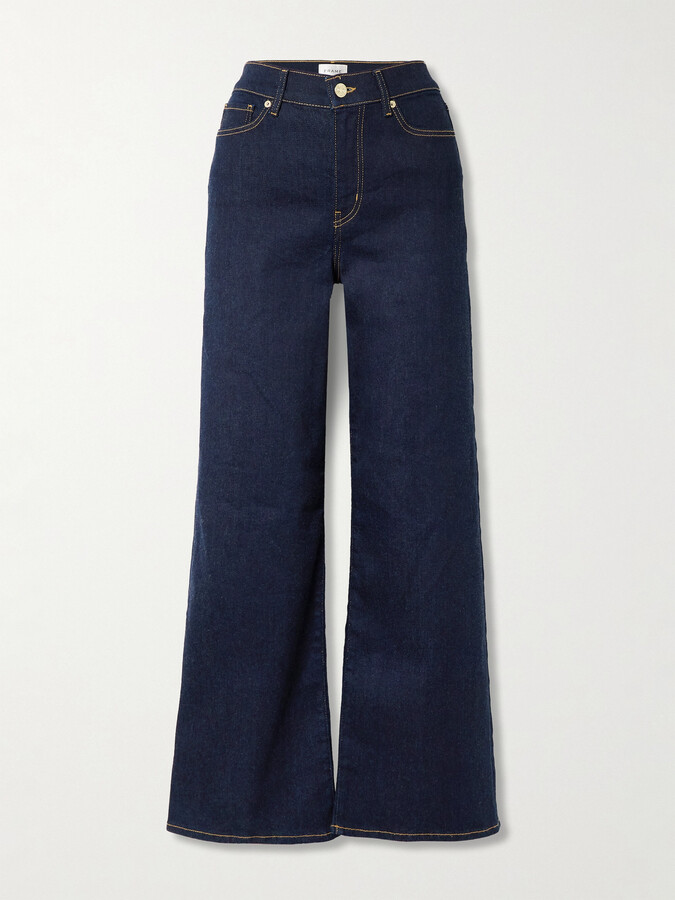 Frame Le Slim Palazzo Topstitched High-rise Wide-leg Jeans - Blue