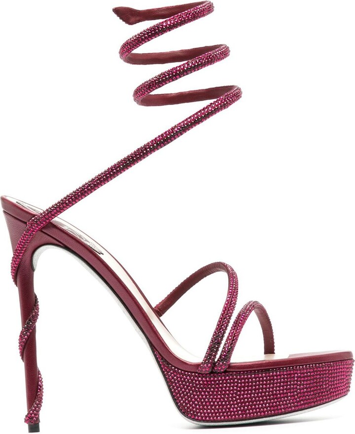 Rene Caovilla Crystal Embellished Heel Sandals - ShopStyle
