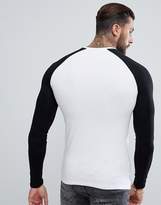 Thumbnail for your product : ASOS Design Muscle Long Sleeve Contrast Raglan T-Shirt