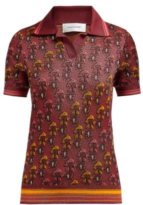 Wales Bonner Floral-jacquard Cotton-blend Polo Shirt - Womens - Red Multi
