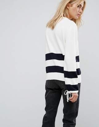 Noisy May Stripe Detail Jumper With Tie Sleeves