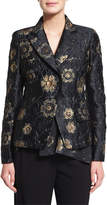 Thumbnail for your product : Donna Karan Metallic Floral-Embroidered Jacket, Black/Gold