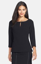 Thumbnail for your product : Lafayette 148 New York 'June' Piped Wool Crepe Blouse